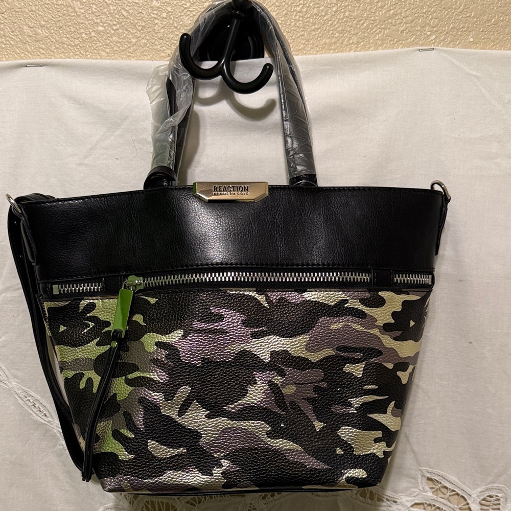 Kenneth Cole Reaction Black and Camouflage Tote